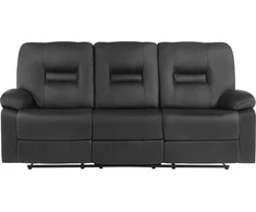 Beliani Trivietė sofa su mechanine atsipalaidavimo funkcija BERGEN odos pakaitalas juoda