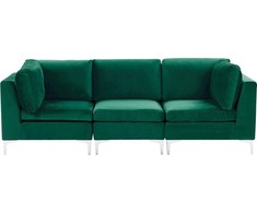 Beliani Trivietė modulinė sofa EVJA, žalias veliūras