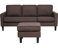 Beliani Trivietė sofa AVESTA, ruda, su otomanu