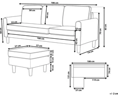 Beliani Trivietė sofa AVESTA, ruda, su otomanu