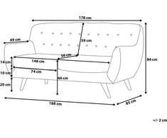Beliani 3 vietų sofa BODO, aksominė, pilka