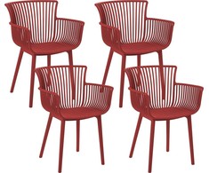 Beliani 4 sodo kėdžių komplektas PESARO raudonas