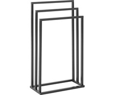 Beliani Rankšluosčių laikiklis 45 x 84 cm juodas su medžio tamsos CHARRAS
