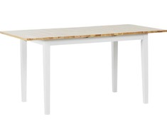 Beliani Išskleidžiamas valgomojo stalas HOUSTON šviesiai rudas/baltas 120/150 cm 90 cm pušies mediena