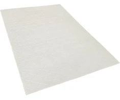 Beliani Vilnos kilimas 140 x 200 cm skaldytas baltas ELLEK