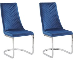 Beliani 2 valgomojo kėdžių komplektas ALTOONA, tamsiai mėlynas veliūras