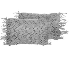 Beliani 2 dekoratyvinių pagalvių rinkinys makroma 30 x 45 cm pilka KRIKKALE