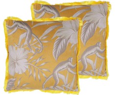 Beliani 2 dekoratyvinių pagalvių rinkinys su gyvūnų motif 45 x 45 cm geltona MANJU
