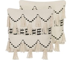 Beliani rinkinys 2 dekoratyviniai pagalvės 45 x 45 cm smėlio THONDI