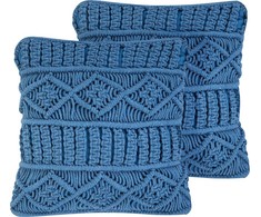 Beliani 2 dekoratyvinių pagalvių rinkinys: makro 45 x 45 cm mėlyna CARATAS