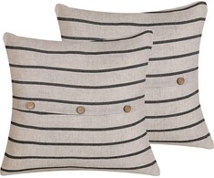 Beliani 2 dekoratyvinių pagalvių rinkinys juostelėmis 45 x 45 cm juodas CYNARA