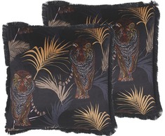 Beliani 2 dekoratyvinių pagalvių rinkinys su tigro motif 45 x 45 cm juoda RAMTEK