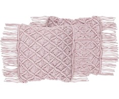 Beliani 2 dekoratyvinių pagalvių rinkinys makro 40 x 40 cm rožinė YANIKLAR