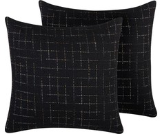 Beliani rinkinys 2 dekoratyviniai pagalvės geometrinis modelis 45 x 45 cm juoda BELLFLOWER