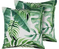 Beliani 2 sodo pagalvių modelio rinkinys sąraše 45 x 45 cm žalios PAVELLI