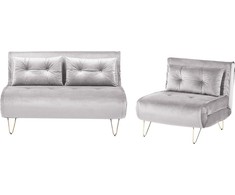 Sofa Beliani Svetainės baldų komplektas 3 asmenims VESTFOLD, veliūras, pilkas