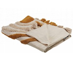 Beliani Lumarko medvilnės antklodė 130 x 180 cm beige- oranžinė MATHURA!