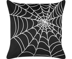 Beliani Lumarko Velour dekoratyvinė pagalvė su motif voratinklį 45 x 45 cm juoda su balta LYCORIS!