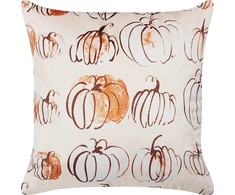 Beliani Lumarko Velour dekoravimo pagalvėlė su motizmu moliūgų 45 x 45 cm smėlio CUCUCUBITA!