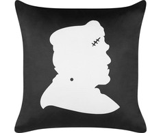 Beliani Lumarko Velour dekoratyvinė pagalvė su Frankenšteino motif 45 x 45 cm juoda su balta FRANCLINIA!