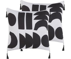 Beliani Lumarko 2 dekoratyvinės pagalvės geometrinio modelio 45 x 45 cm baltos su juoda LIRIOPE!