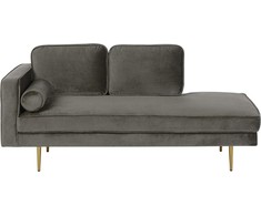 Sofa Beliani Kairysis gultas MIRAMAS, veliūras, pilkai smėlinės spalvos
