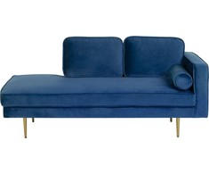Beliani Dešininė gulto sofa MIRAMAS, veliūras, tamsiai mėlyna