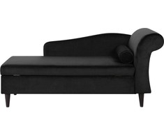 Sofa Beliani Dešininis šezlongas LUIRO veliūrinis juodas su daiktadėže