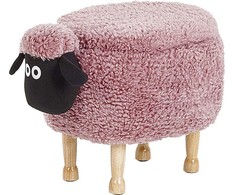 Beliani Gyvūno formos pufas su daiktadėže SHEEP rožinis avinėlis