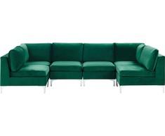 Beliani Modulinė U formos sofa 6 asmenims EVJA žalias veliūras