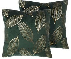 Beliani 2 Velour dekoratyvinių pagalvių rinkinys sąraše 45 x 45 cm žalios FREESIA