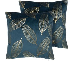 Beliani 2 Velour dekoratyvinių pagalvių rinkinys sąraše 45 x 45 cm mėlyna FREESIA