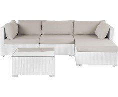 Lauko baldų komplektas Beliani Rattan sodo rinkinys 4-asmuo balta SANO II