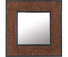 Beliani Sieninis veidrodis BOISE 60 cm x 60 cm tamsiai rudas tikmedžio masyvas