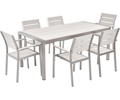 Lauko baldų komplektas Beliani Sodo stalo rinkinys ir 6 kėdės baltos spalvos VERNIO