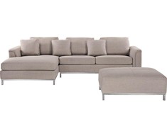 Beliani 5-vietė kampinė sofa OSLO, smėlio spalvos, su pufu, dešininė