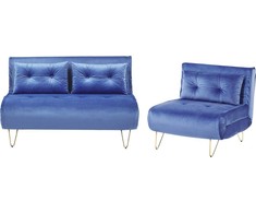 Sofa Beliani Sėdimųjų baldų komplektas VESTFOLD, veliūras, tamsiai mėlynas