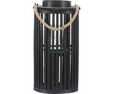 Beliani Medinė lempion 40 cm juoda LUZON