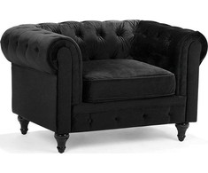 Beliani CHESTERFIELD fotelis, veliūras, juodas
