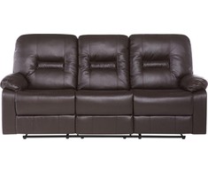 Beliani Trivietė sofa su rankiniu poilsio mechanizmu BERGEN, ekologiška oda, ruda