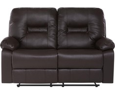 Beliani Dvivietė sofa su manualine relaksacijos funkcija BERGEN, ekologiška oda, ruda