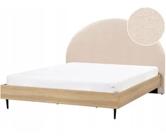 Beliani Dvigulė lova Boucle MILLAY 180 x 200 cm, smėlio spalvos