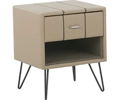 Beliani Naktinis stalelis 1 stalčiaus BETIN dirbtinė oda smėlio spalvos