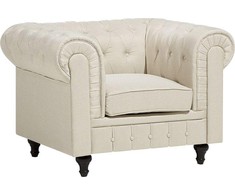 Beliani CHESTERFIELD fotelis, smėlio spalvos