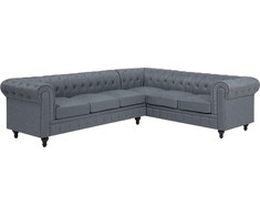 Beliani 6 vietų kampinė sofa CHESTERFIELD, pilka, kairinė