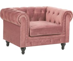 Fotelis Beliani Fotelė CHESTERFIELD veliūrinė rožinė