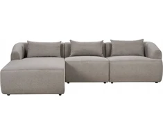 Beliani Trivietė kampinė sofa SVANSELE smėlio pilkumo spalvos, dešininė