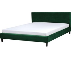 Beliani Velvetinė lova FITOU 180 x 200 cm tamsiai žalia