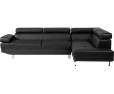 Beliani 5 vietų kampinė sofa NORREA, dirbtinė oda, juoda, kairinė