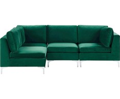 Beliani Modulinė sofa EVJA skirta 4 asmenims, dešininė, žalia, veliūrinė